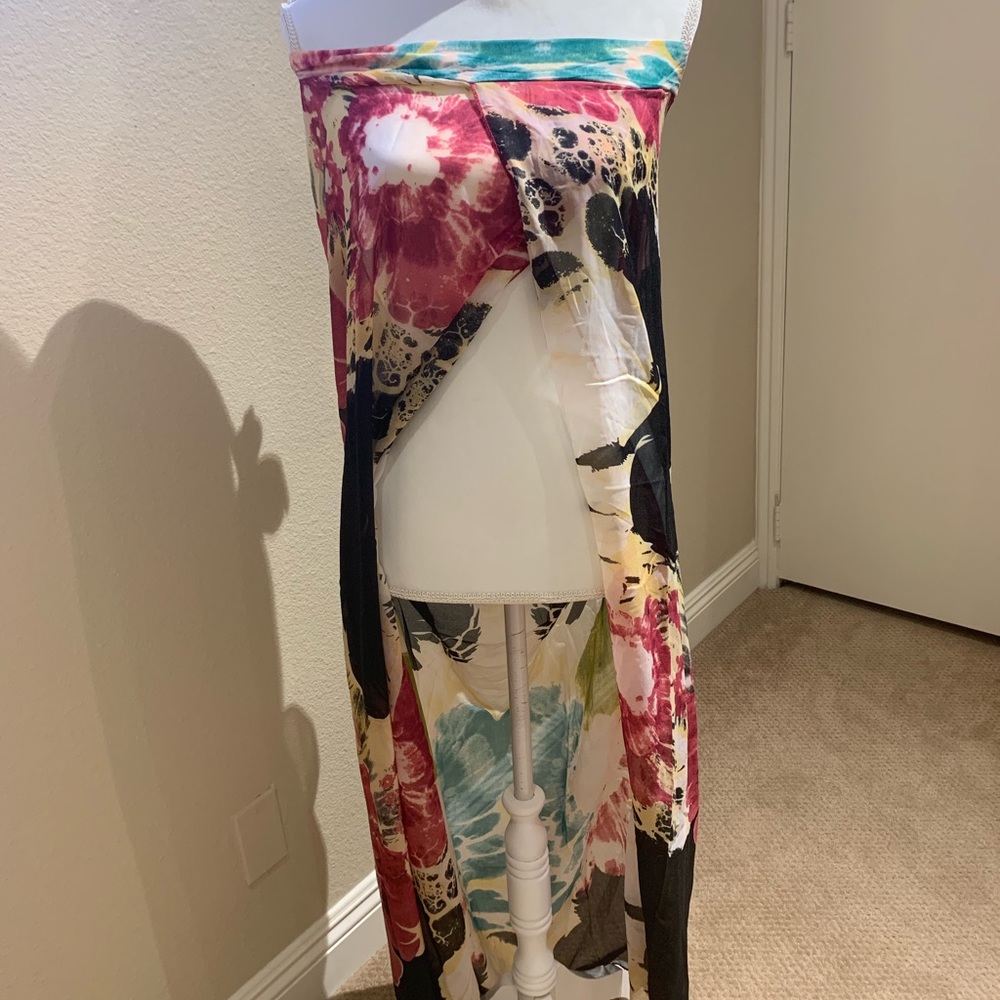 Colorful Print Chiffon Beach Coverup - Picture 3 of 7